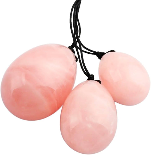 Rose Crystal Eggs 3 Set With String